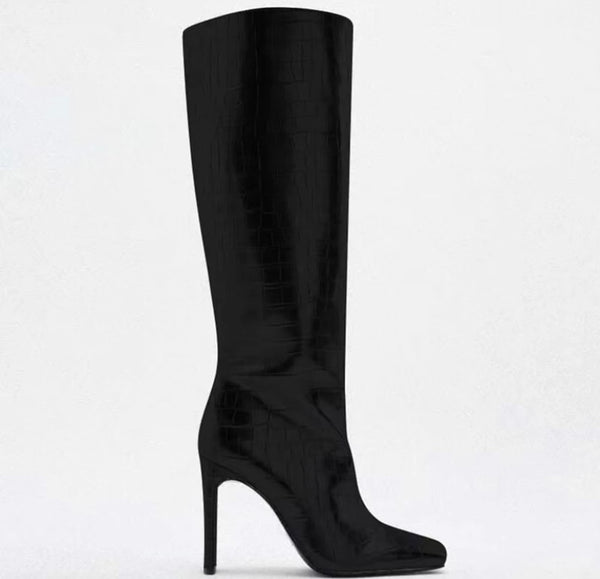 Women Metallic Fashion High Heel Knee High Boots