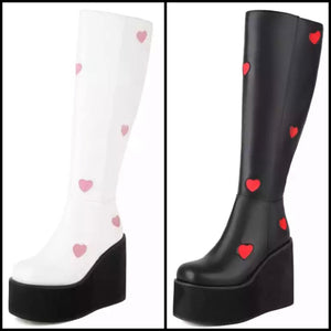 Women Platform Fashion Heart Knee-High Boots