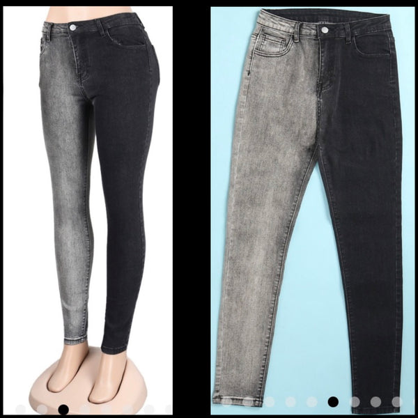 Women Fashion Color Patchwork Denim Pants