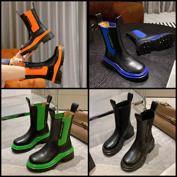 Women Color Patchwork Fashion Ankle Boots