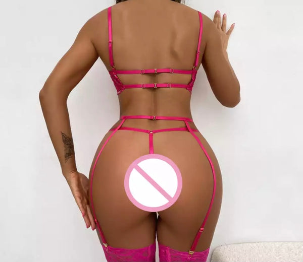 Women Sexy Sparkle Mesh Lingerie Set