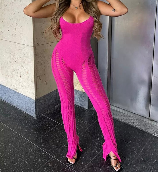 Women Sleeveless Hollow Out Sexy Jumpsuit