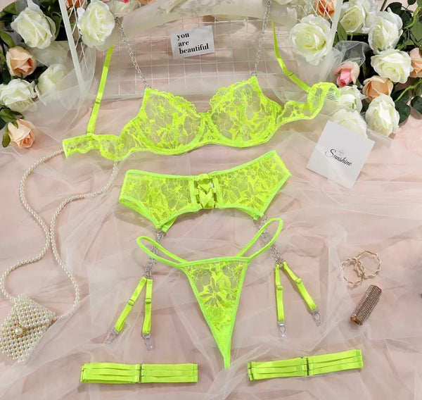 Women Sexy Lace Chain Lingerie Set