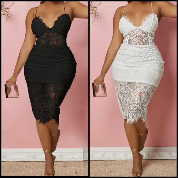 Women Lace Sleeveless Sexy Dress