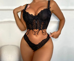 Women Black Floral Lace Sexy Lingerie