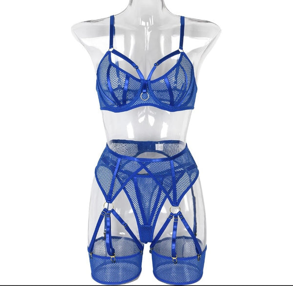 Women Mesh Sexy Thong Lingerie Set