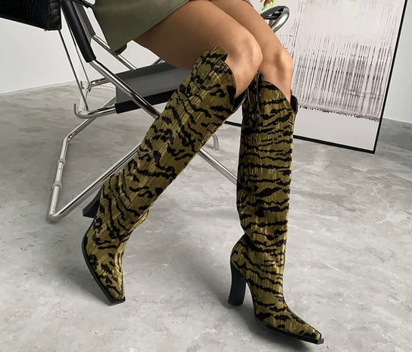 Women Fashion Knee High Western Boots
