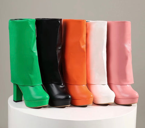 Women Faux Leather Platform Fashion Boots