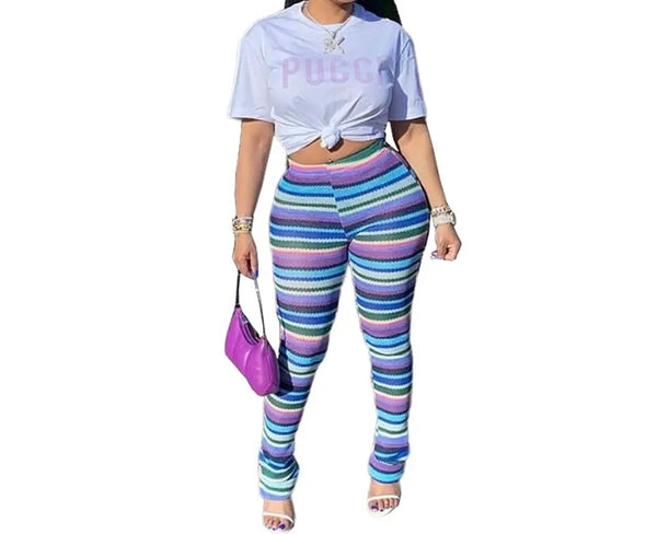 Women Multicolored Striped Fashion Pants