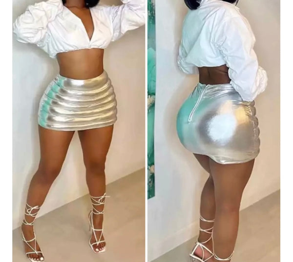 Women Fashion PU Sexy Mini Skirt