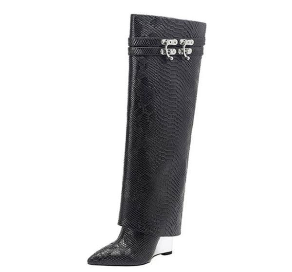 Women Platform Buckled Fashion Knee-High Boots