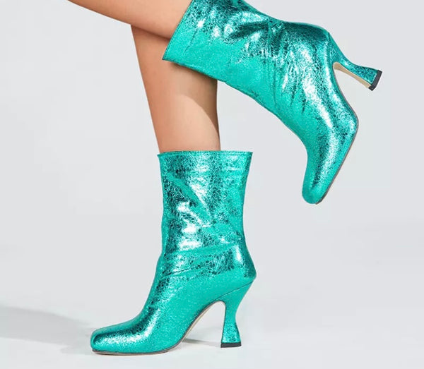 Women Ankle Metallic Fashion Boots