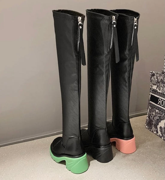 Women Color Sole Fashion Over The Knee Boots