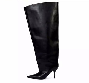 Women Fashion Faux Leather Wide Knee High Boots