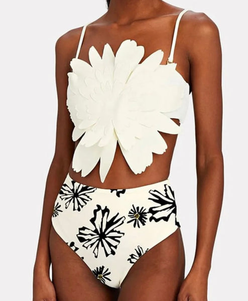 Women Sexy B&W Printed Bikini/Swimsuit Cover Up Set