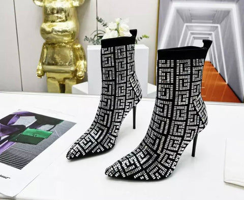 Women Fashion Bling High Heel Ankle Boots