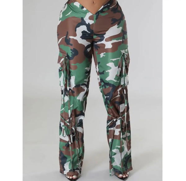 Women Fashion Camouflage String Pants