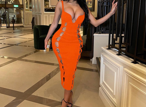 Women Sleeveless Cut Out Sexy Maxi Dress