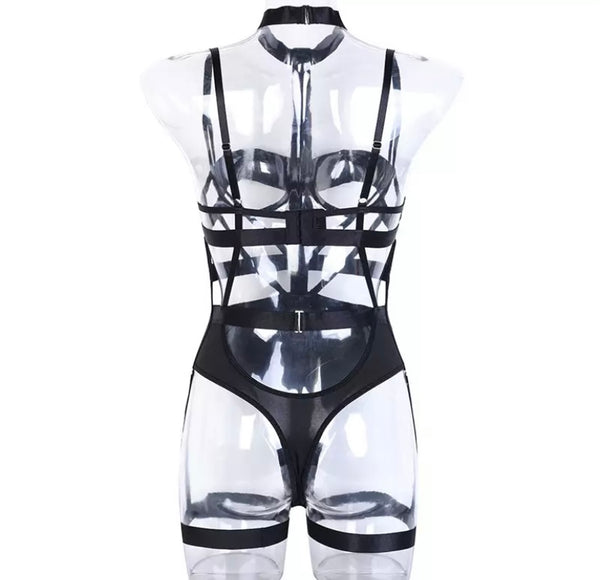 Women Sexy Black Hollow Out Lingerie Set