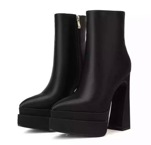 Women Pointed Toe Fashion Zip Up Ankle Boots