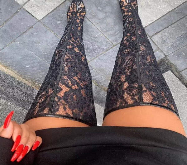 Women Sexy Fashion Thigh High Lace Boots