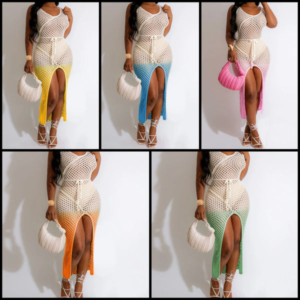 Women Sleeveless Gradient Knitted Sexy Dress