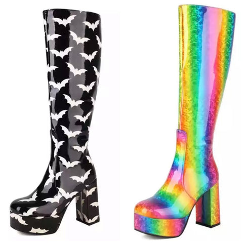 Women Printed Platform Knee-High Fashion Boots