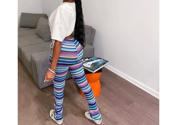 Women Multicolored Striped Fashion Pants