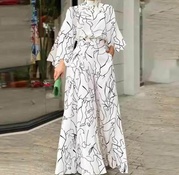 Women Full Sleeve Printed Wide Leg Jumpsuit
