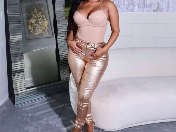 Women PU Fashion High Waist Pants
