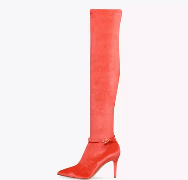 Women Pointed Toe Buckled Over The Knee Boots