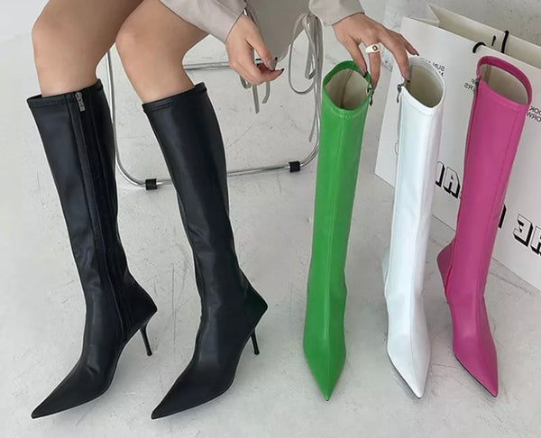 Women Pointed Toe Fashion Small Heel Boots