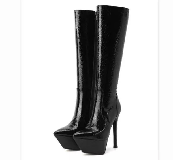 Women Knee-High Fashion Platform Pointed Toe Boots