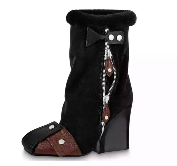 Women Fashion Warm Side Zipper Platform Boots