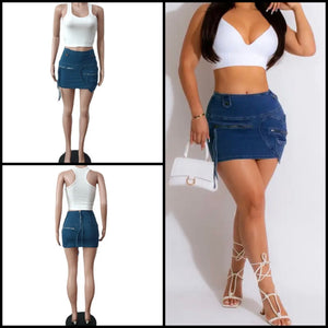 Women Fashion Heart Denim Skirt