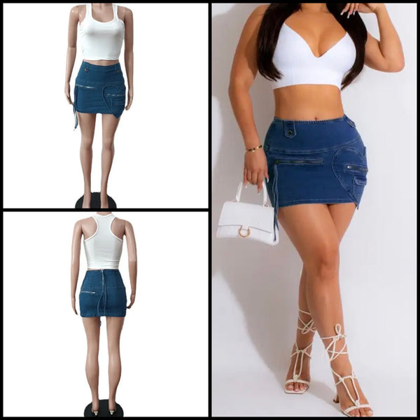 Women Fashion Heart Denim Skirt