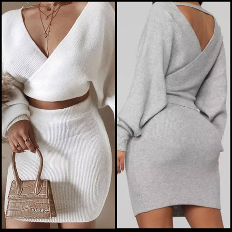 Women Solid Color Long Sleeve Crop Two Piece Pant Set