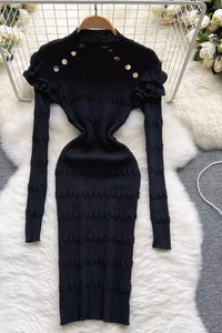 Women Ruffled Long Sleeve Dress