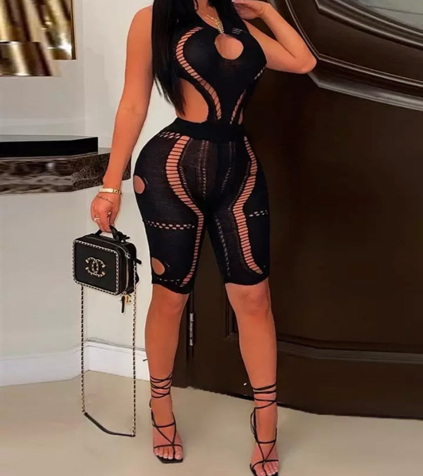 Women Sexy Hollow Out Open Back Romper