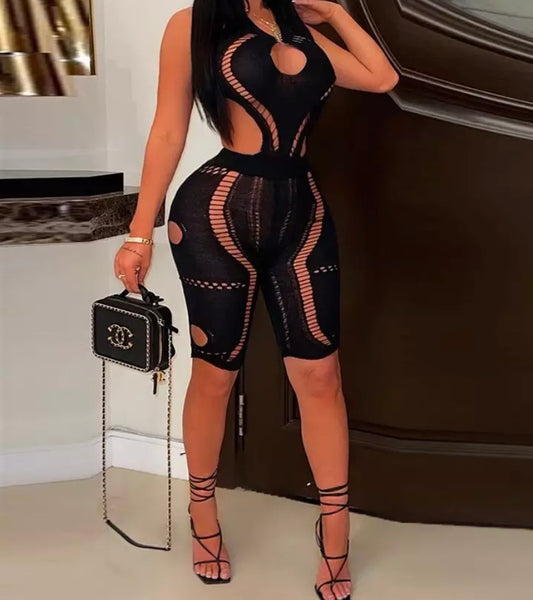 Women Sexy Hollow Out Open Back Romper