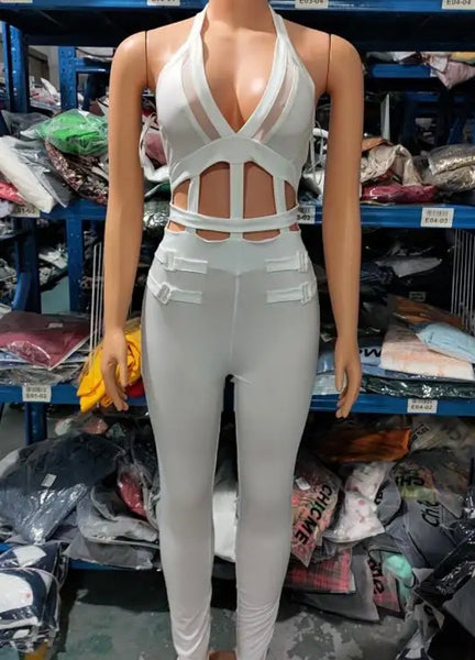 Women Fashion Sexy Sleeveless Cut Out Buckled Jumpsuit
