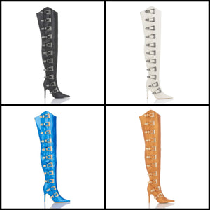 Women Fashion Buckled Over The Knee Boots