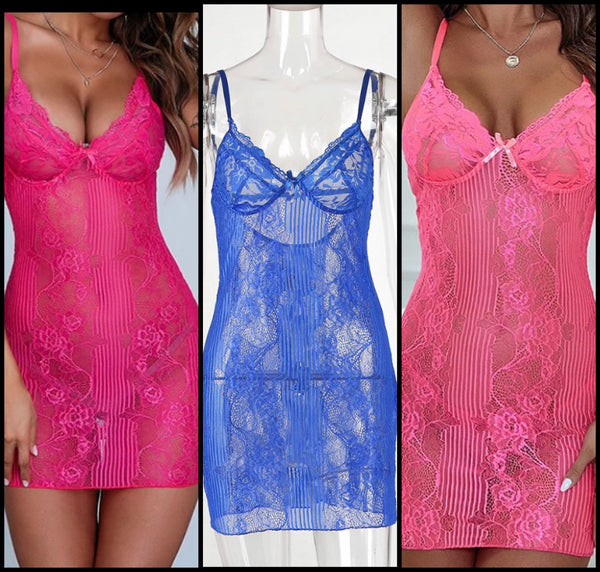 Women Sexy Lace Mesh Sleeveless Lingerie