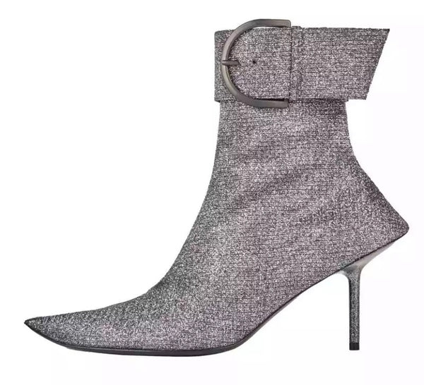 Women Pointed Toe Fashion Buckled Strap Ankle Boots