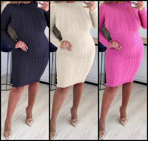 Women Sexy Full Sleeve Open Back Sweater Dress