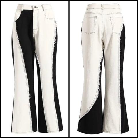 Women Fashion B&W Denim Pants