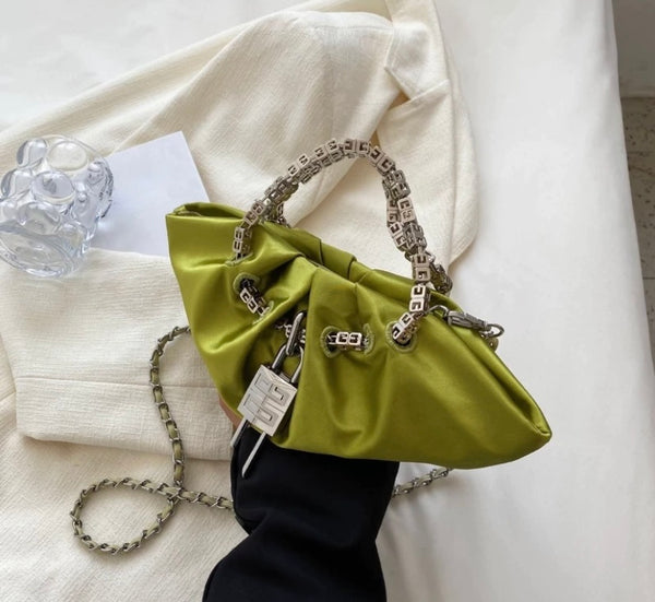 Women Fashion Lock Buckled Handbag Purse
