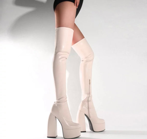 Women Thigh High Fashion PU Platform Boots