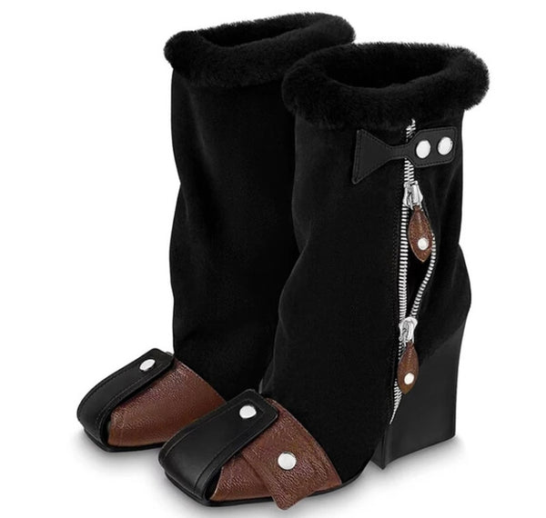 Women Fashion Warm Side Zipper Platform Boots