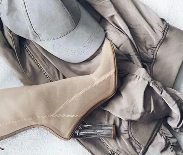 Women Fashion Mesh Transparent Heel Ankle Boots